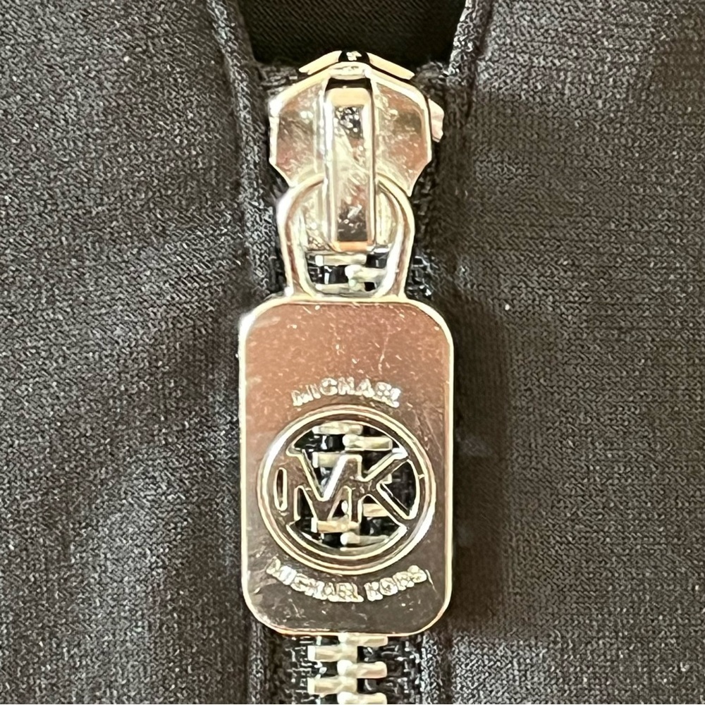 Michael Kors Little Black Dress Long Sleeve Cocktail V Neck Belted Classy Midi L - Picture 10 of 11